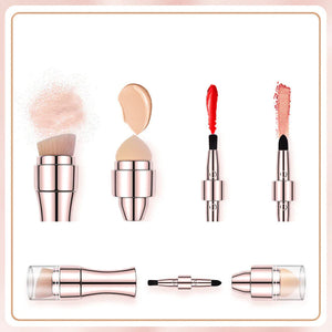 Retractable Metallic Four-in-one Multifunctional Makeup Brush