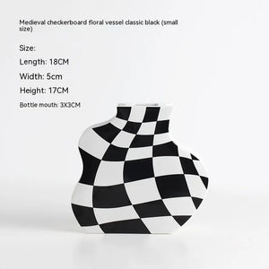 Chessboard Grid Ceramic Vase